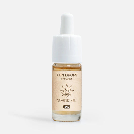Frasco de gotas de CBN de Nordic Oil con cuentagotas