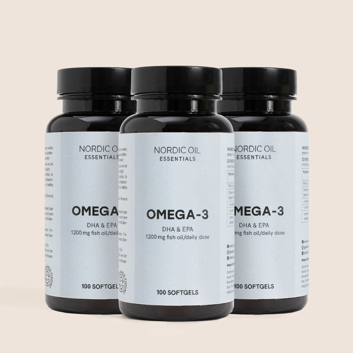 dres paquetes de nordic oil omega 3 con un certificado: producto sin cbd
