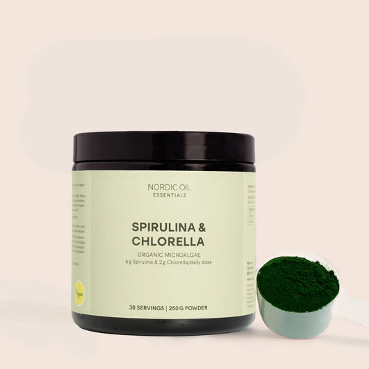Polvo de espirulina y chlorella