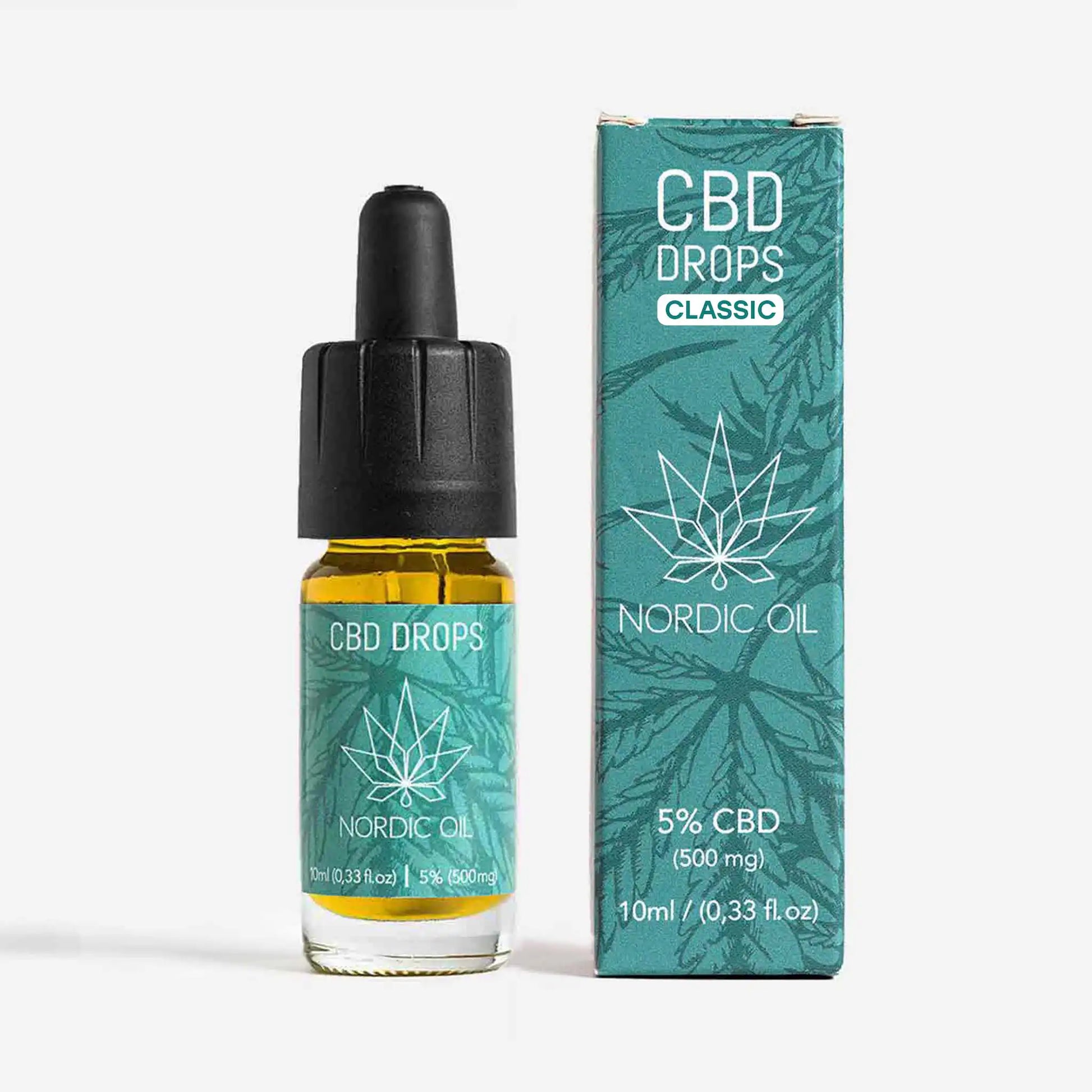 Frasco de 10 ml de aceite de CBD de amplio espectro al 5% con envase