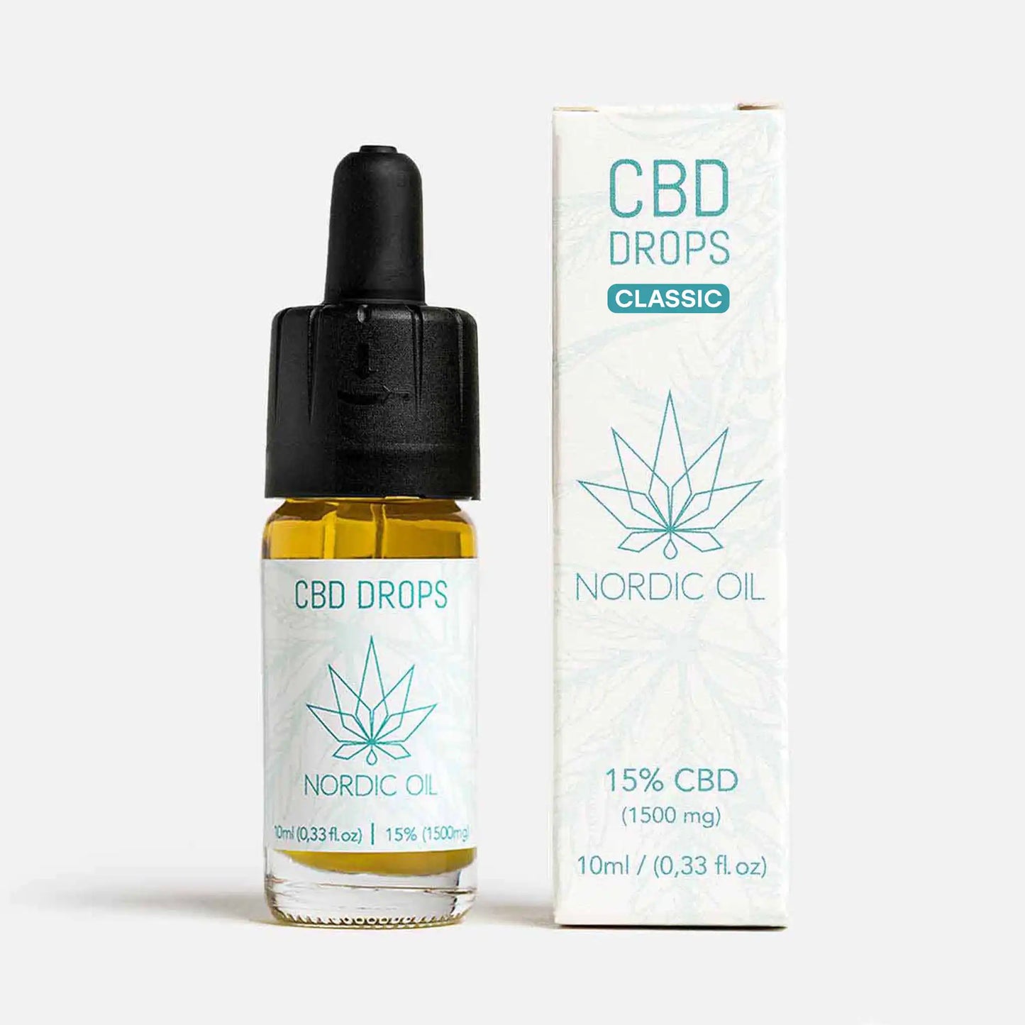 Frasco de 10 ml de aceite de CBD de amplio espectro al 15% con envase