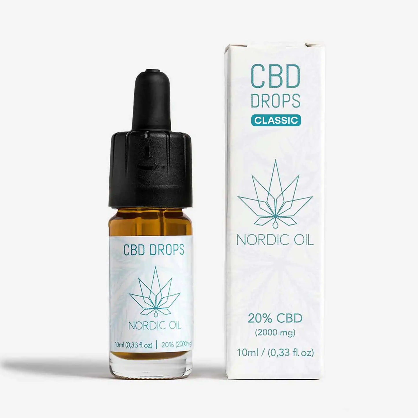 Frasco de 10 ml de aceite de CBD de amplio espectro al 20% con envase