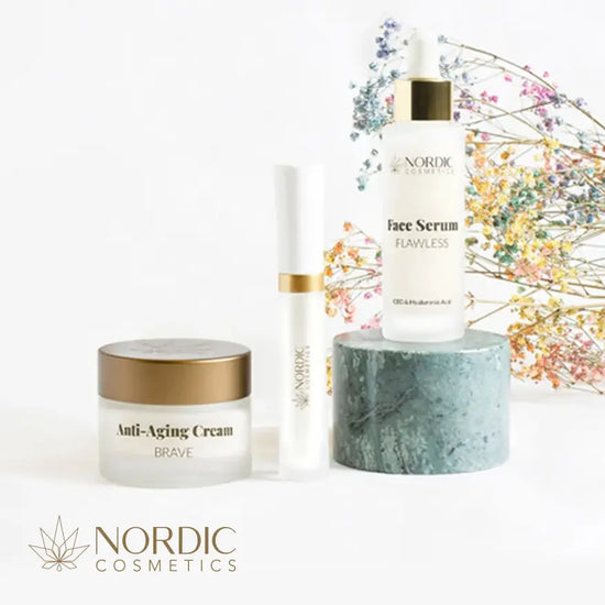 Tres productos Nordic Cosmetics uno al lado del otro.