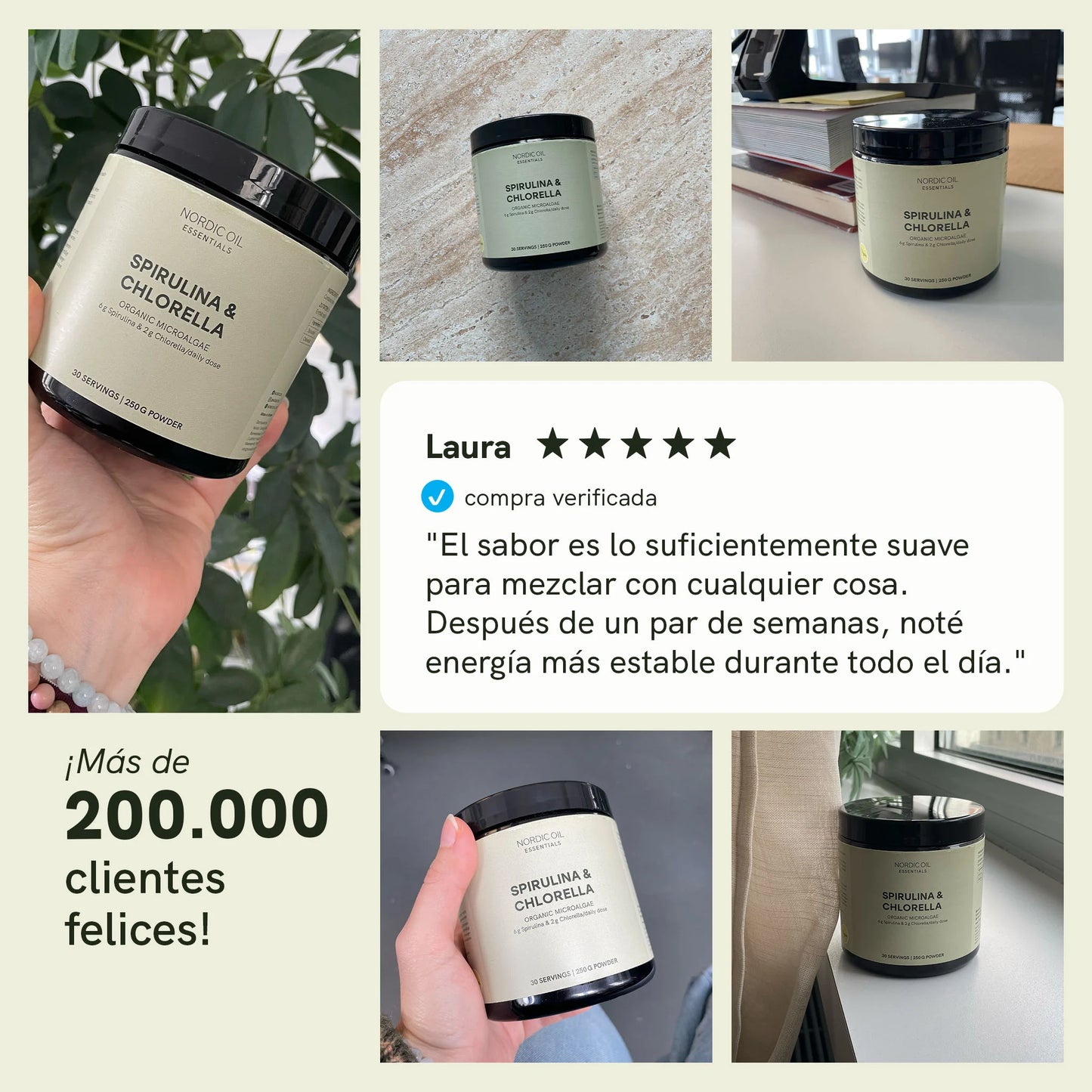 Polvo de espirulina y chlorella