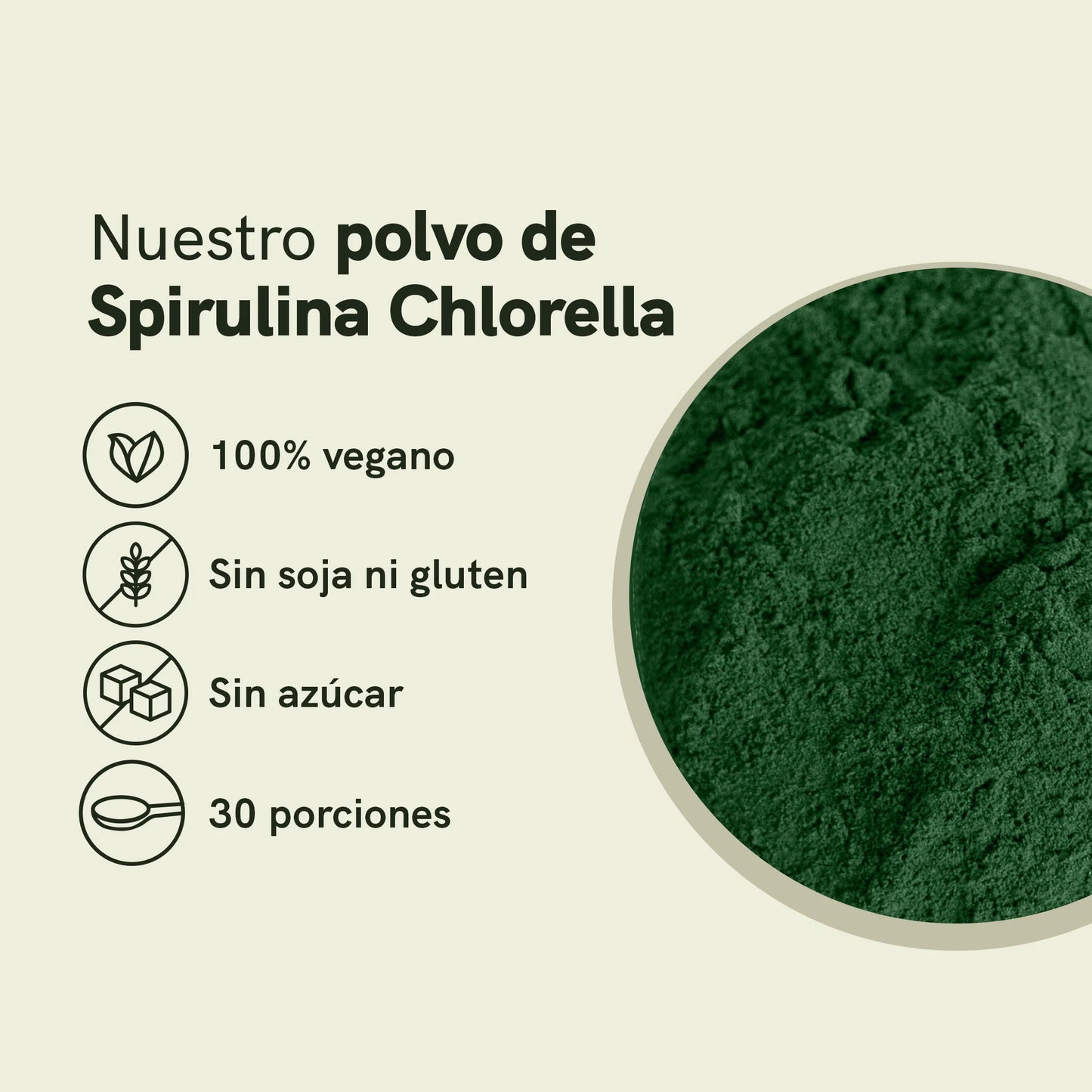 Polvo de espirulina y chlorella