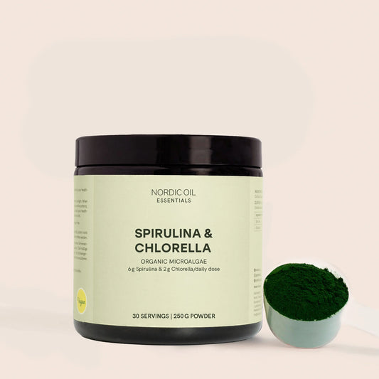 Polvo de espirulina y chlorella