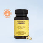 un paquete de nordic oil vitamin d3 con un certificado: producto sin cbd